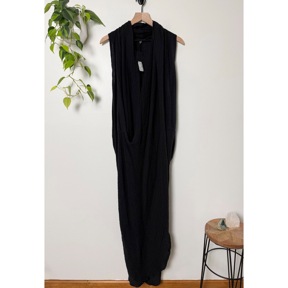 Women's Black Kozan Sleeveless Draped V-Neck Maxi Dress XL - Picture 2 of 9